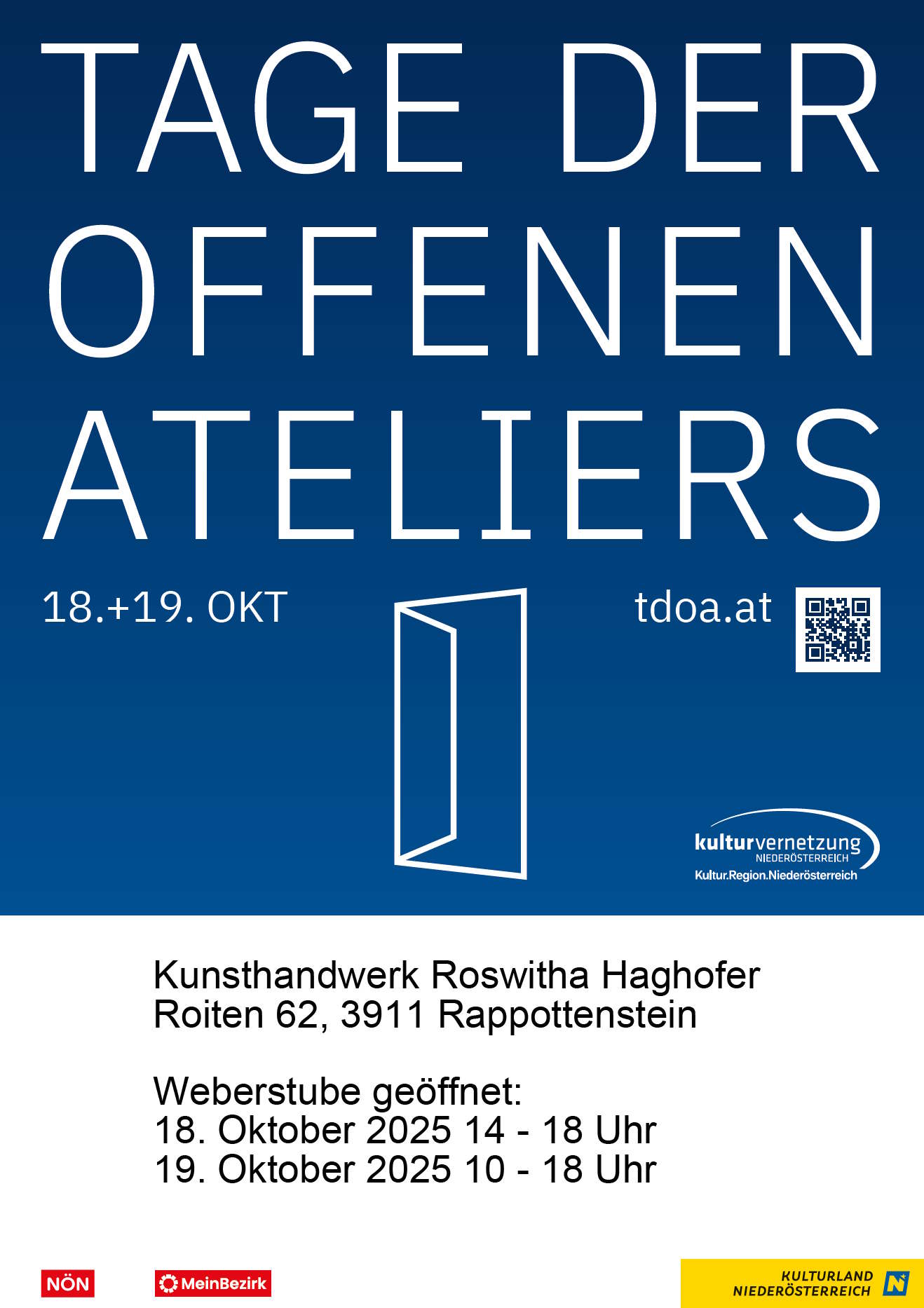 Plakat Tage der offenen Ateliers mit Adresse Weberstube
